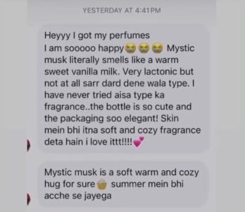 Mystic musk literally smells like a warm sweet vanilla milk. Very lactonic but not at all sarr dard dene wala type… S...